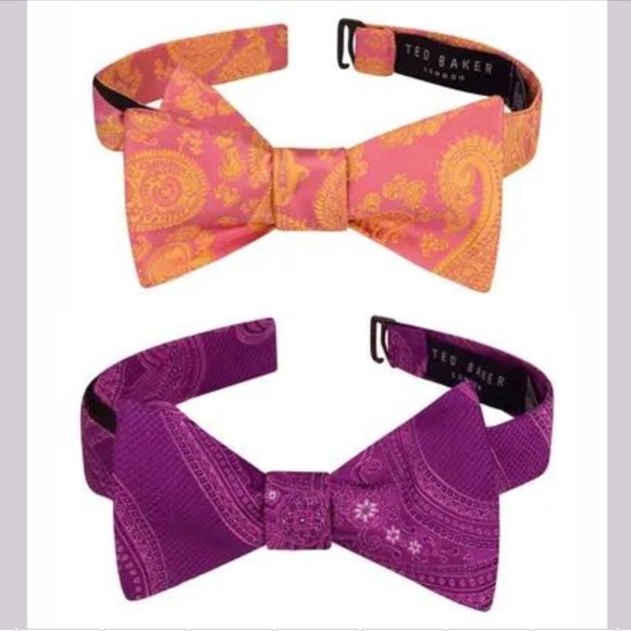 NWT $160 Ted Baker London [ 2PC ] Preakness Paisley Silk Bow Tie in Pink & Berry - Picture 1 of 15